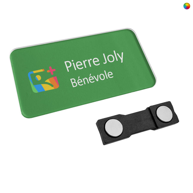 Badge nominatif personnalisé plexiglas - 75 x 40 mm - par pièce