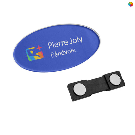 Badge nominatif personnalisé plexiglas - 70 x 37 mm - par pièce