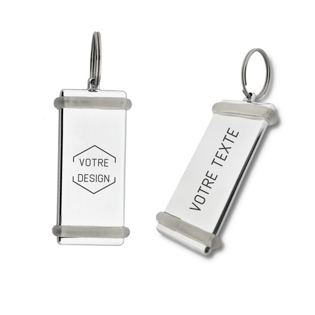 Porte-clés hôtel Bréda gravé - aluminium - 77 x 34 x 5 mm - par pièce