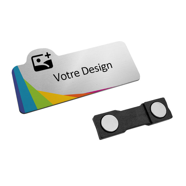 Badge nominatif avec propre forme maximum 80 x 45 mm - aluminium anodisé - par pièce
