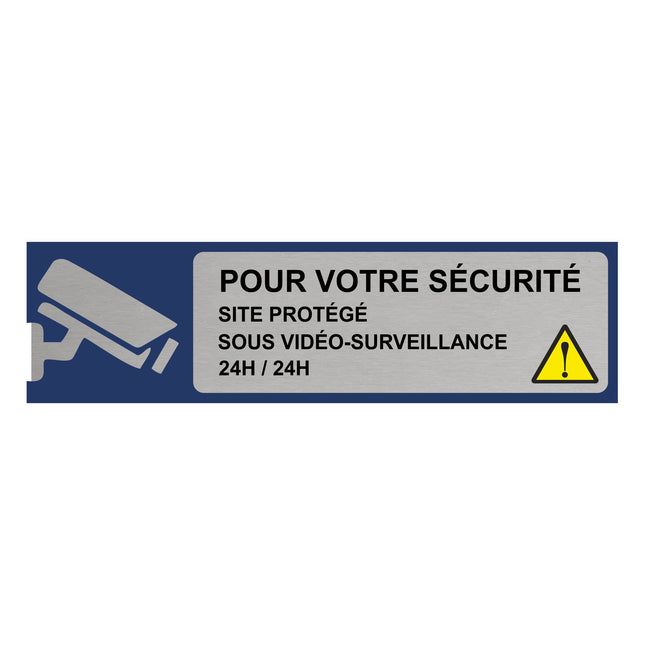 Plaque de porte Site  sous vidéo surveillance -  aluminium - 165 x 45 mm