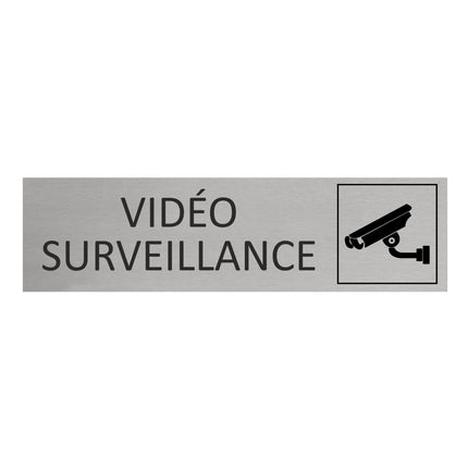 Plaque de porte Vidéo surveillance -  aluminium - 165 x 45 mm