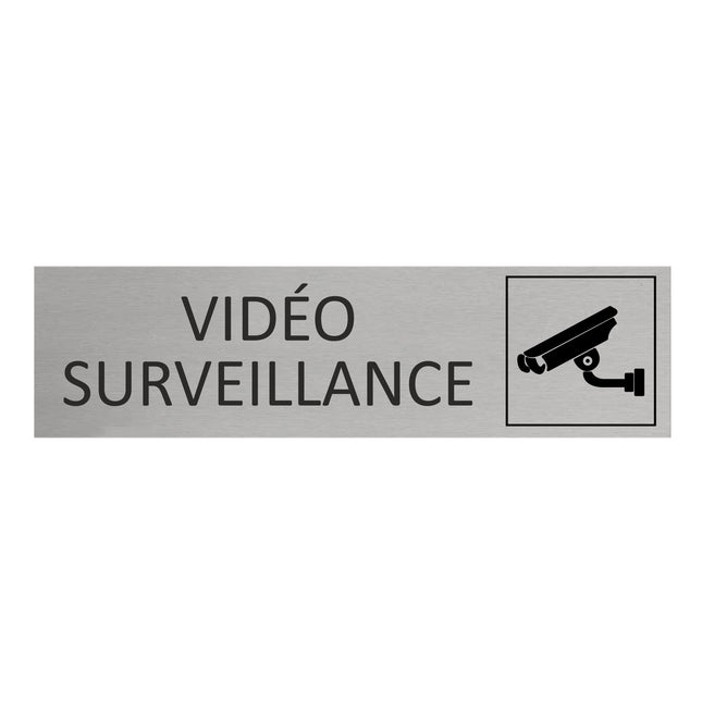 Plaque de porte Vidéo surveillance -  aluminium - 165 x 45 mm