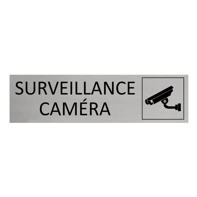 Plaque de porte Surveillance caméra -  aluminium - 165 x 45 mm