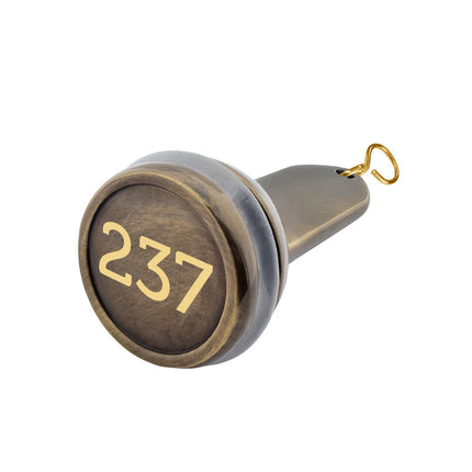 Porte-clés hôtel Empire gravé en laiton bruni - 90 x 40 mm - par pièce