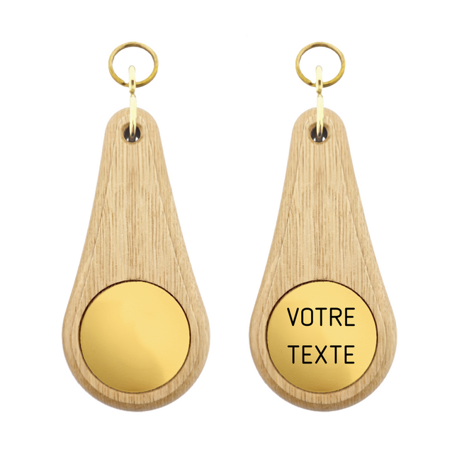 Porte-clés hôtel Oaky Drop marron clair - 110 x 55 mm- bois - par pièce