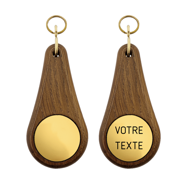 Porte-clés hôtel Oaky Drop marron foncé -110 x 55 mm - bois - par pièce