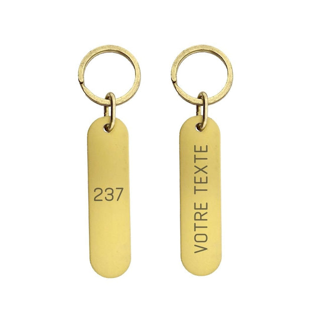 Porte-clés hôtel Victor Label or gravé - aluminium - 78 x 20 x 1,5 mm - par pièce