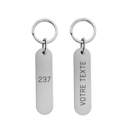Porte-clés hôtel Victor Label argent gravé - aluminium - 78 x 20 x 1,5 mm - par pièce