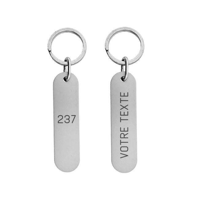 Porte-clés hôtel Victor Label argent gravé - aluminium - 78 x 20 x 1,5 mm - par pièce