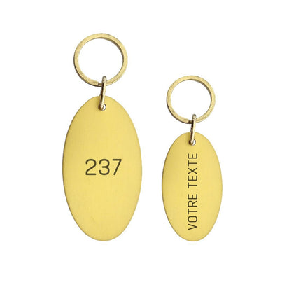 Porte-clés hôtel Victor Ovale or gravé - aluminium - par pièce