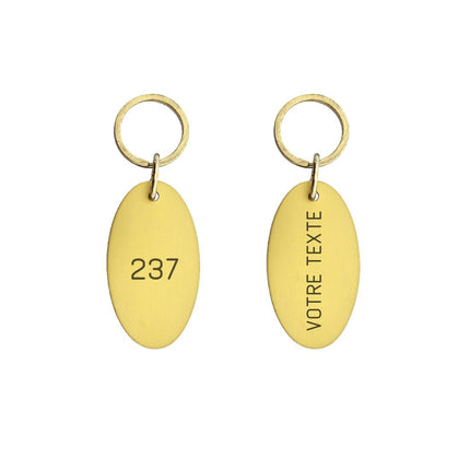 Porte-clés hôtel Victor Ovale or gravé - aluminium - par pièce