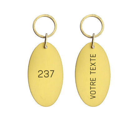 Porte-clés hôtel Victor Ovale or gravé - aluminium - par pièce