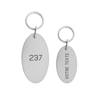 Porte-clés hôtel Victor Ovale argent gravé - aluminium - par pièce