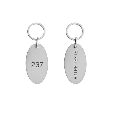 Porte-clés hôtel Victor Ovale argent gravé - aluminium - par pièce