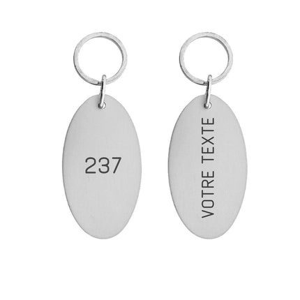 Porte-clés hôtel Victor Ovale argent gravé - aluminium - par pièce