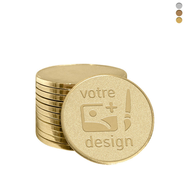 Jetons caddie personnalisés bronze coulé format 2,00 € - 100 pièces