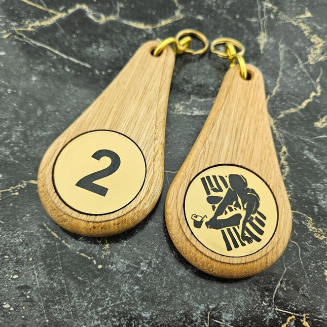 Porte-clés hôtel Oaky Drop marron clair - 110 x 55 mm- bois - par pièce