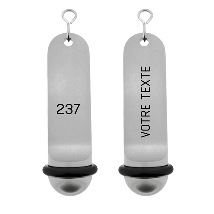 Porte-clés hôtel Big Classic argent personnalisé - aluminium - 105 x 30 mm - par pièce
