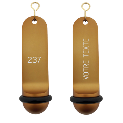 Porte-clés hôtel Big Classic bronze personnalisé - aluminium - 105 x 30 mm - par pièce