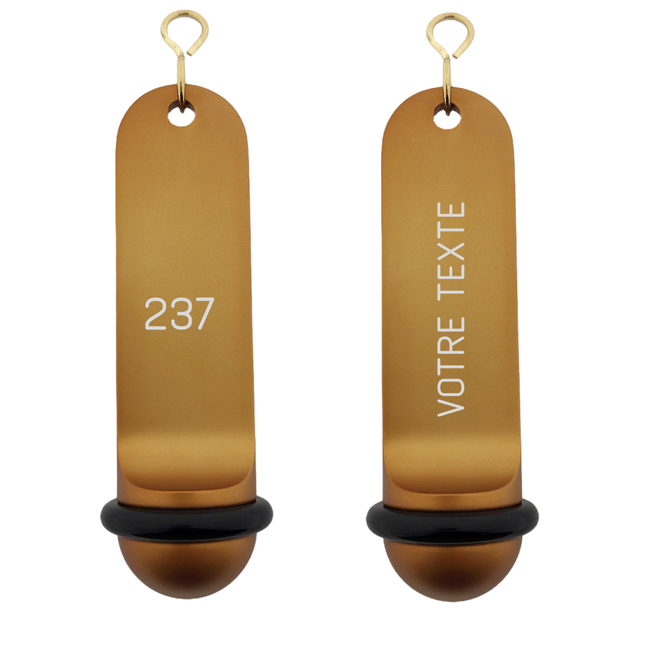 Porte-clés hôtel Big Classic bronze personnalisé - aluminium - 105 x 30 mm - par pièce