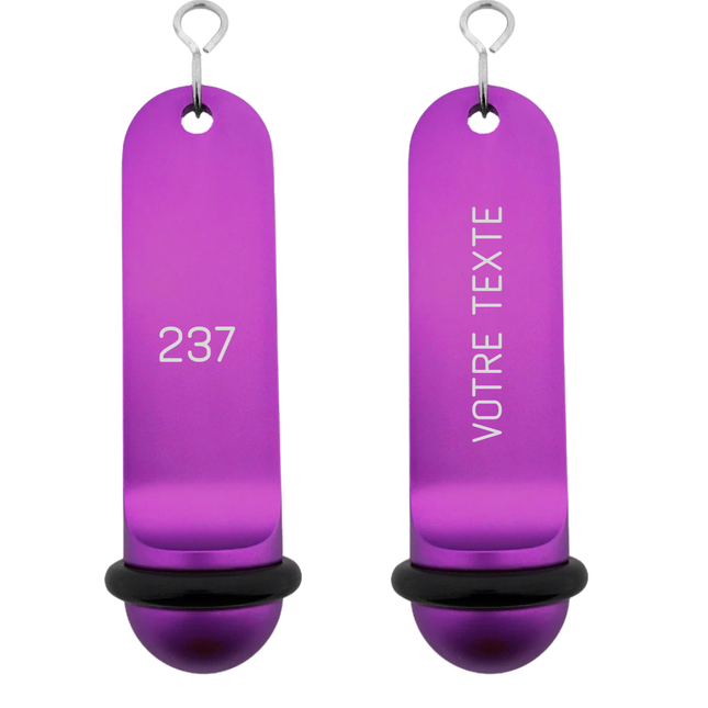 Porte-clés hôtel Big Classic violet personnalisé - aluminium - 105 x 30 mm - par pièce