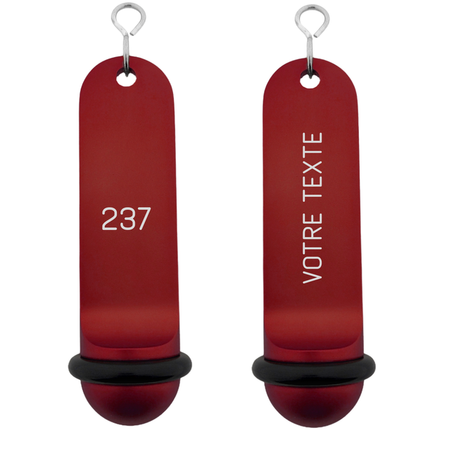 Porte-clés hôtel Big Classic rouge bordeaux personnalisé - aluminium - 105 x 30 mm - par pièce