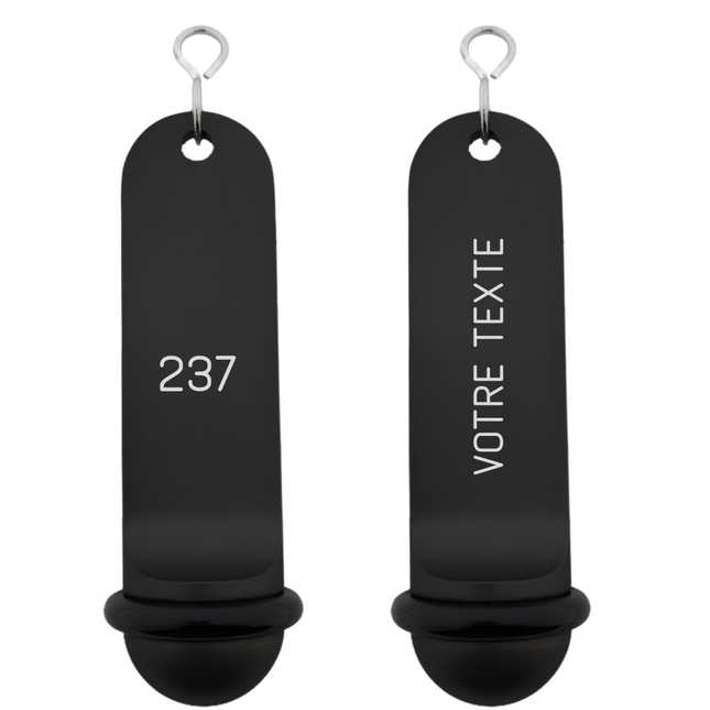 Porte-clés hôtel Big Classic  noir personnalisé - aluminium - 105 x 30 mm - par pièce