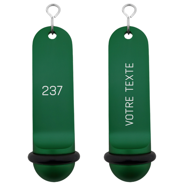 Porte-clés hôtel Big Classic vert personnalisé - aluminium - 105 x 30 mm - par pièce