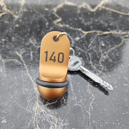 Porte-clés hôtel Mini Classic bronze personnalisé - aluminium - 60 x 25 mm - par pièce
