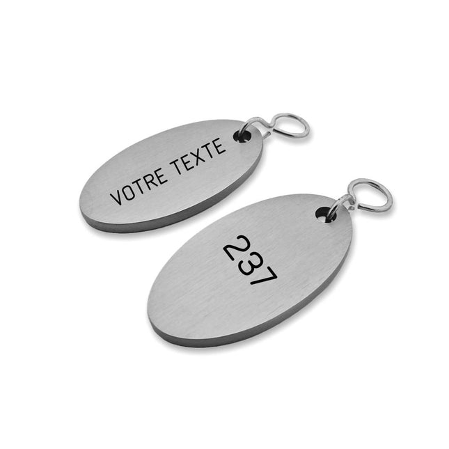 Porte-clés hôtel Cantal argent gravé - aluminium - par pièce - 65 x 35 mm