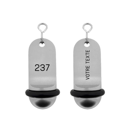 Porte-clés hôtel Midi Classic argent personnalisé - aluminium - 70 x 30 mm - par pièce