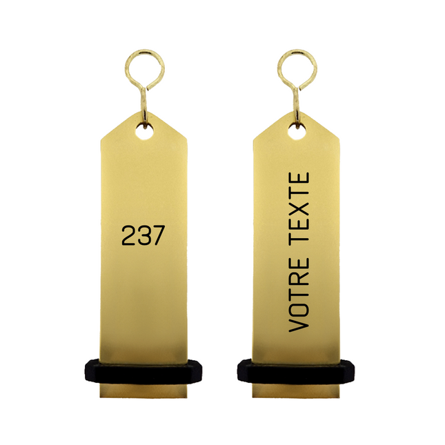 Porte-clés hôtel Boomerang or personnalisé - aluminium -  100 x 30 mm - par pièce