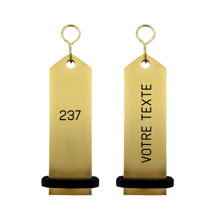 Porte-clés hôtel Boomerang or personnalisé - aluminium -  30 x 100 mm - par pièce