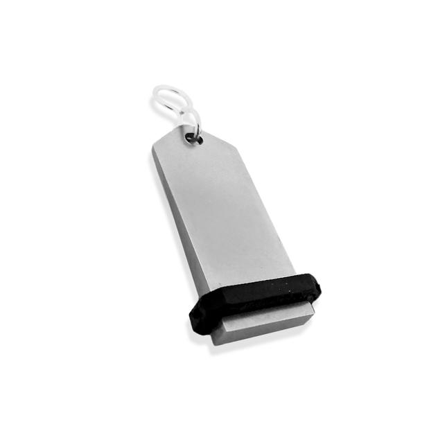 Porte-clés hôtel Midi Boomerang argent personnalisé - aluminium - 75 x 30 mm - par pièce