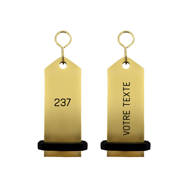 Porte-clés hôtel Midi Boomerang or personnalisé - aluminium - 75 x 30 mm - par pièce