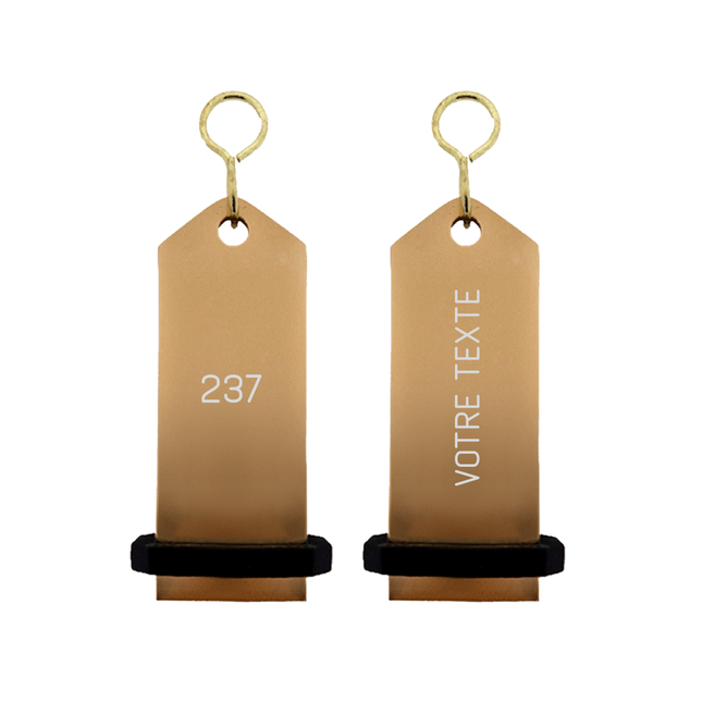 Porte-clés hôtel Midi Boomerang bronze personnalisé - aluminium - 75 x 30 mm - par pièce