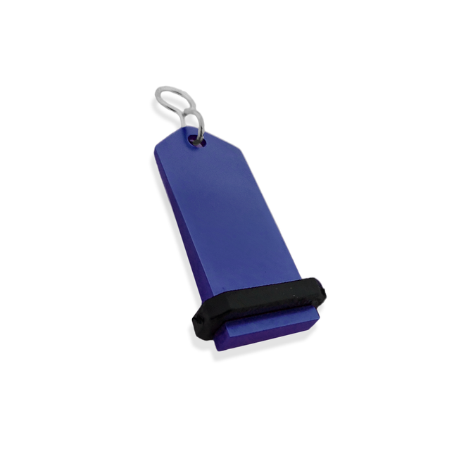Porte-clés hôtel Midi Boomerang bleu personnalisé - aluminium - 75 x 30 mm - par pièce