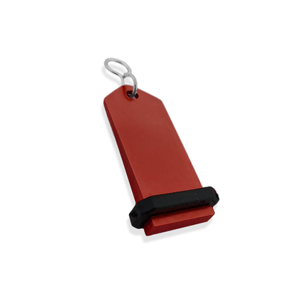 Porte-clés hôtel Midi Boomerang rouge personnalisé - aluminium - 75 x 30 mm - par pièce