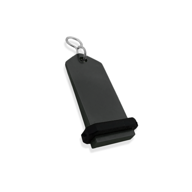Porte-clés hôtel Midi Boomerang noir personnalisé - aluminium - 75 x 30 mm - par pièce