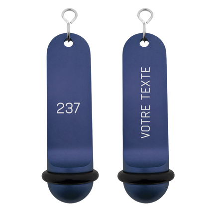 Porte-clés hôtel Big Classic bleu personnalisé - aluminium - 105 x 30 mm - par pièce