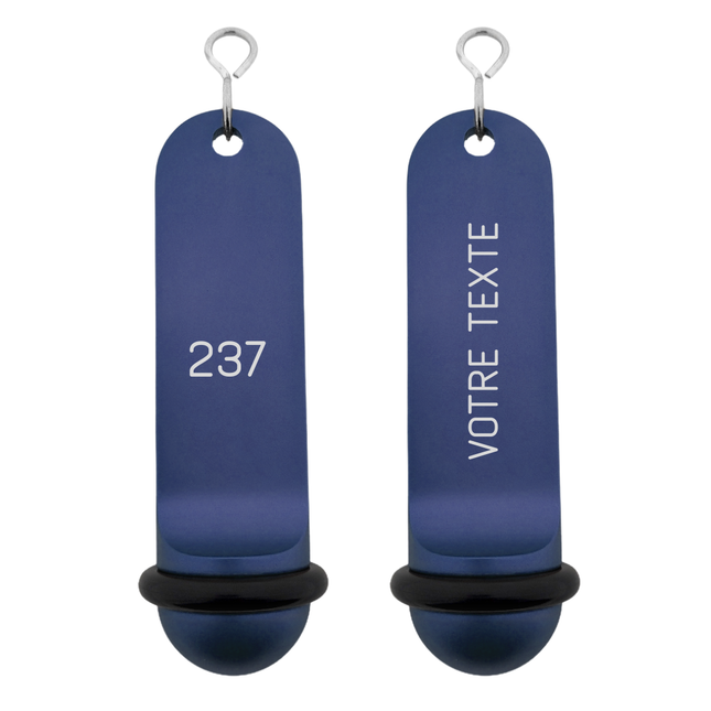 Porte-clés hôtel Big Classic bleu personnalisé - aluminium - 105 x 30 mm - par pièce