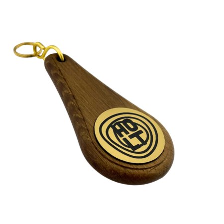 Porte-clés hôtel Oaky Drop marron foncé gravure recto - 110 x 55 mm - bois - par pièce