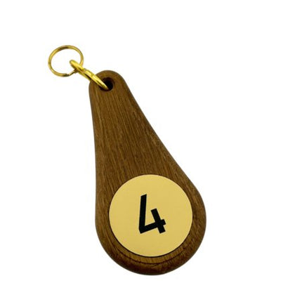Porte-clés hôtel Oaky Drop marron foncé gravure recto - 110 x 55 mm - bois - par pièce