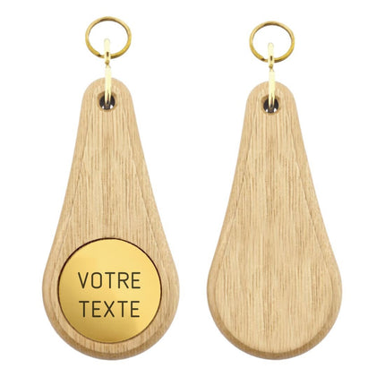 Porte-clés hôtel Oaky Drop marron clair gravure recto -  110 x 55 mm - bois - par pièce