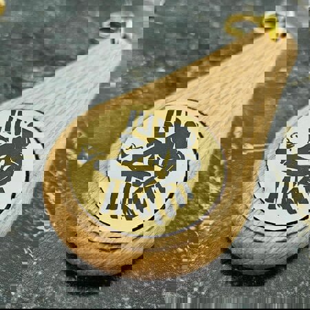 Porte-clés hôtel Oaky Drop marron clair gravure recto -  110 x 55 mm - bois - par pièce