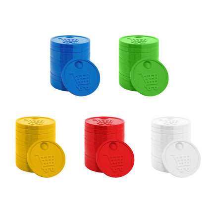 Jetons caddie format 0,50 € avec mousqueton porte-clés - 10 pièces