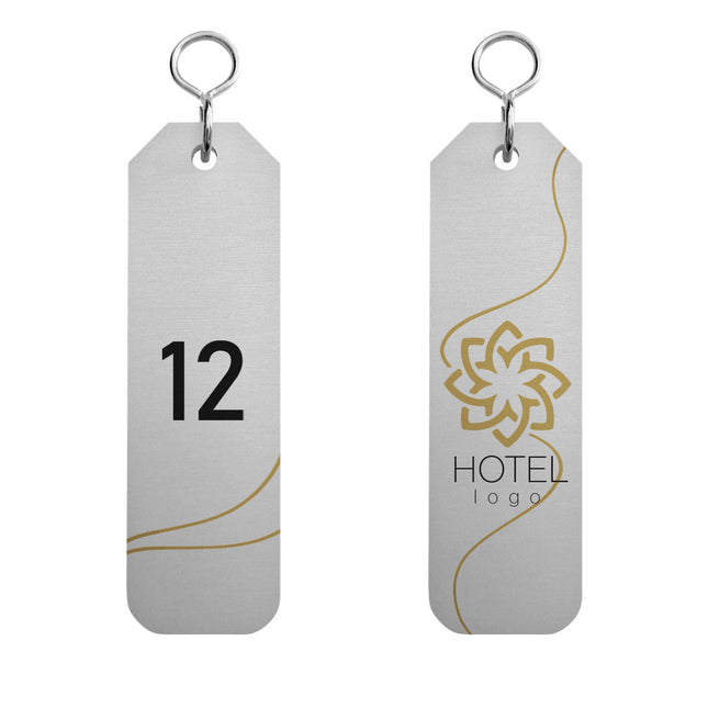 Porte-clés hôtel personnalisé Flores - aluminium - 30 x 100 mm - par pièce