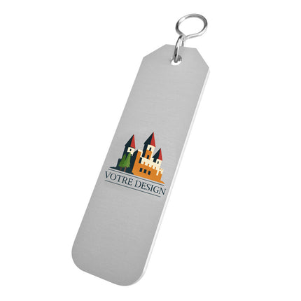 Porte-clés hôtel personnalisé Flores - aluminium - 100 x 30 mm - par pièce