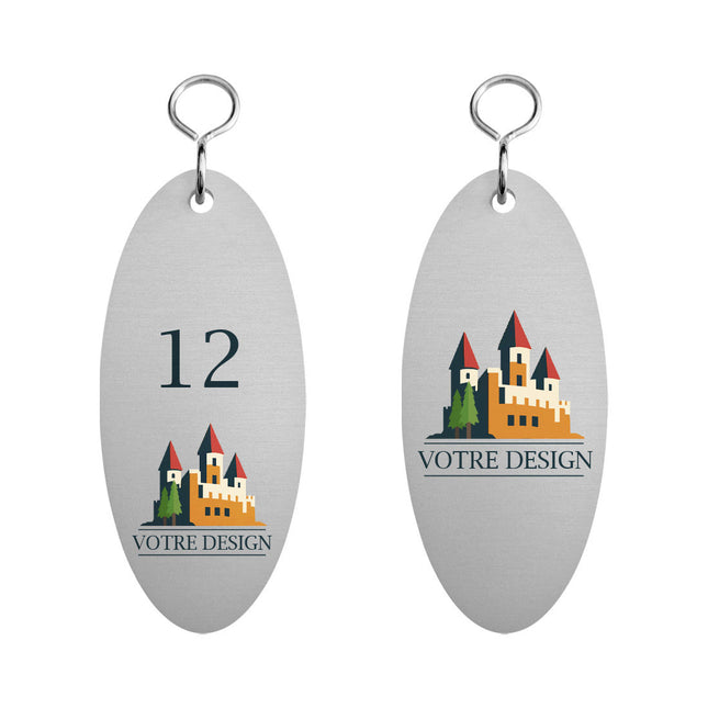 Porte-clés hôtel personnalisé Santisimo - aluminium - 40 x 90 mm - par pièce